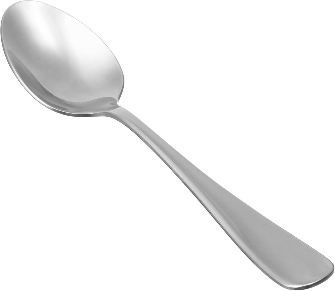 Amazon Basics Stainless Steel Dinner Spoons with Round Edge, Large Tablespoons, 7.9 inches, 10 Pack of 12, 120 count total, Silver
