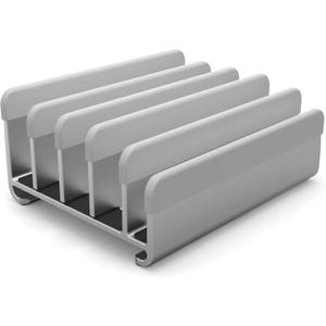 Elestoria 5-Slot Vertical Laptop Stand - Aluminum Laptop Stand Vertical for Desk -Laptop Holder with Adjustable Width (12-38mm) Compatible with MacBook Pro/Air & Gaming Laptops up to 17.3"-Grey