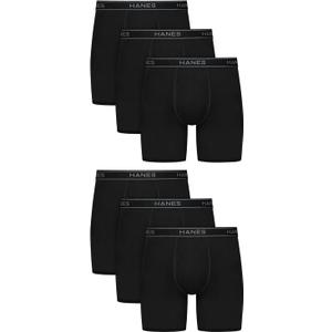 Hanes Men's Value Performance Stretch Boxer Brief Underwear, Moisture Wicking, 6Pack, L