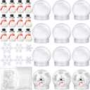 Pcs Winter Christmas Plastic Snow Globes Kit Make Your Own Snow Globe Mini Snowman Figurines Mini Resin Snowflakes for Xmas DIY Crafts(White Base)