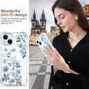 Hungo Compatible for iPhone 15 Plus Case Floral Flower Cute Clear Design, Girly for Women Girls Floral Transparent Blue Anemones