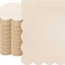 Fuutreo 100 Pcs Scalloped Cocktail Napkins Thick Paper Disposable Party Napkins Beverage Tissue for Wedding Dinner Birthday Supplies, 5 x 5 Inches (Milky White)