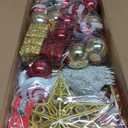 [ 71 Ornaments ] 4 Ft Mini Artificial Christmas Tree with 100 Warm White Light 3D Star Merry Christmas Sign Ball Bow Deer Snowflake Gift Box Timer Battery Operated Xmas Tree for Indoor Home Decoration (Green)