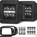 Flush Mount LED Pods with White DRL Spot CREE LED Bumper Light Offroad Driving Fog Lights Flush Backup Reverse LED Lights for Trucks Pickup SUV UTV ATV Ram Chevy (5 Inch Flush)