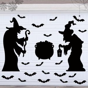 BBTO 24 Pcs Halloween Garage Door Decoration Waterproof Witch Halloween Fridge Magnet Bats Refrigerator Magnets Magnetic Decal for Metal Kitchen Garage Car Party Supplies Outdoor Decorations
