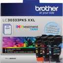Brother Genuine LC30333PKS 3-Pack, Super High-yield Color INKvestment Tank Ink Cartridges; Includes 1 Cartridge each of Cyan, Magenta & Yellow, Page Yield Up to 1,500 Pages/Cartridge, LC3033