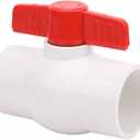 2" PVC Ball Valve Water Pipe Shut-off Valve Socket with Red T-Handle for Cold Water Supply lines, Irrigation Pipe fitting System(Socket x Socket), Schedule 40