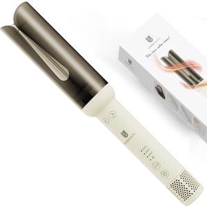 Rotating Curling Iron Hair Curler: Anti-Scald Automatic Curling Wand 1.25 Inch Adjustable 3 Gears Heating Temperatures Fast Heating Hot Tools Auto Shut-Off for Hair Styling Curls Waver (White)