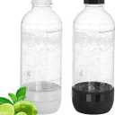 Soda Maker Bottles, 1 Litre Reusable BPA Free Sparkling Water Bottles, Reusable Carbonating Bottles, Replacement Bottle for Soda Machine, 2 Pack, Black (1L) & White (1L)