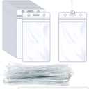 Oomcu 60 PCS Clear Plastic Luggage Tags Holders Bulk - Cruise ID Card Badge Label Tag Holder with Loops Straps for Suitcases, Backpacks, Travel, Office, Business Supplies,Baggage Name Tags