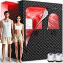 I-THERA-U iTHERAU 2 Person Infrared Sauna Box for Home, Portable Steam Sauna Room with 660nm＆850nm Red Light Therapy Lamp, 5-Layer Waterproof, 2 Steamers, 2 Folding Chair
