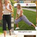 Neer 3 Pack Women's Capri Pants, Wide Leg Basic Sweatpants Lounge Loose Fit Casual Drawstring Yoga Capris with Pockets