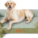 Jumbo Dog Bed for Extra Large Dogs, Orthopedic Dog Bed with Cooling Gel Memory Foam, Waterproof Pet Bed with Removable Washable Cover, 45" Pet Sofa Couch Dutch Velvet with Bone Toy, Dark Green