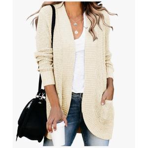 Womens Loose Open Front Cardigan Long Sleeve Casual Lightweight Soft Knit Sweaters Coat with Pockets, Small