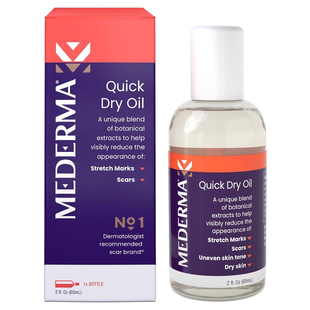 Mederma Quick Dry Oil - Scar and Stretch Mark Treatment, Improves Appearance with Natural Botanical Extracts, Paraben-Free, Fast-Absorbing, Hydrates Dry Skin, Reduces Uneven Skin Tone, 2.02 Oz (60ml)