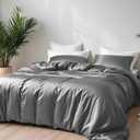 Linenwalas Duvet Cover Set King Size - Viscose Derived from Bamboo Soft, Breathable, Light Weight, Cooling Comforter Cover with Zipper Closure and Corner Ties (King, Charcoal Grey)