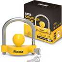 RETRUE Universal Coupler Lock Trailer Locks Ball Hitch Trailer Hitch Lock Adjustable Security Heavy-Duty Steel Fits 1-7/8 Inch, 2 Inch, 2-5/16 Inch Couplers, Bright Yellow, Light Weight