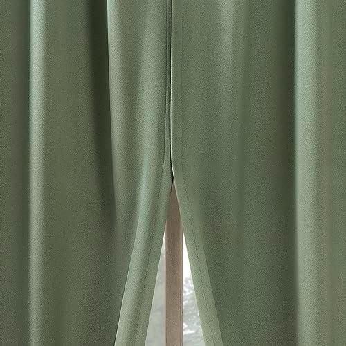 Sun Zero Belize 2-Pack Magnetic Closure Pleated Look Theater Grade 100% Blackout Back Tab Curtain Panel Pair, 52" x 84", Sage Green