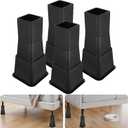 12 inch Bed Risers Heavy Duty, Adjustable Oversized Furniture Risers Blocks lifts for Couch Table Desk Sofa Dresser, Refrigerator, Washing Machine Support up to 1500 Lbs (Set of 4, Black)