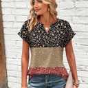 Zeagoo Women Tops Summer Short Sleeve T Shirts V Neck Dressy Casual Work Blouses Fashion Boho Clothes S-3XL (L)