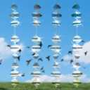 Stainless Steel Bird Deterrents for Outside, Woodpecker Deterrent for House, 3D Wind Spinners Outdoor Decor 12 Pcs Highly Reflective Bird Scare Devices to Keep Sparrow Away from Pool, Patio, Orchard