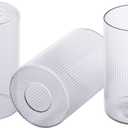 3 Pack Clear stripes Glass Lamp Shade Replacement Globe & Shade for Light Fixture, 3.94in Diameter 5.9in Tall, E26 Base 1-5/8 Inch Fitter, Cylindrical glass lampshade