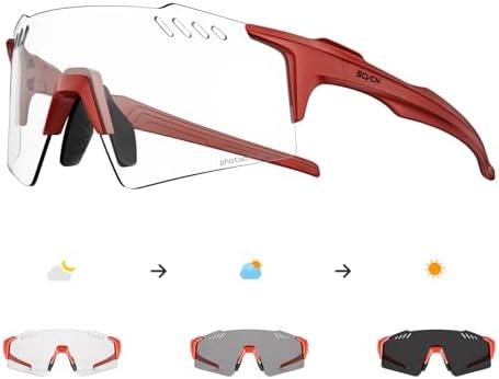 SCVCN Photochromic Cycling Glasses UV400 Protection for Women Men Cycling Glasses TR90 Frame MTB Running Bike DZ-S9A2