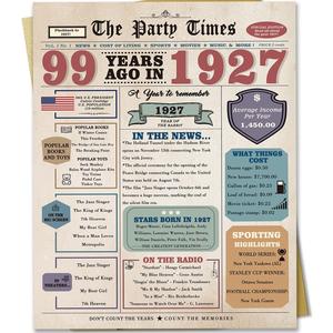 2 x Funny 99th Birthday Card Gift Decorations for Men Women Him Her | Retro 99Year Old Birthday Gifts Ideas for Husband Wife Dad Mom Grandparents Celebrating, Premium Cardstock With Envelope, 10.6 x 7.9 inches