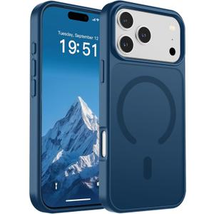 SUPFINE Magnetic for iPhone 17 Pro Max Case (Compatible with MagSafe)(Military Grade Drop Protection) Translucent Matte Shockproof with Anti-Fingerprint Phone Cover,Deep Blue