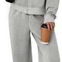 Aleumdr Women's 2 Piece Outfits Tracksuit Zip Up Long Sleeve Sweatshirt and Joggers Pants Matching Sets with Pockets, M