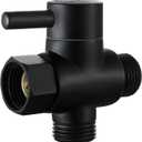 Brass Shower Arm Diverter Valve for Hand Held Showerhead and Fixed Spray Head,G 1/2 3-Way Bathroom Universal Shower System Replacement Part (Matte Black)