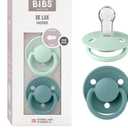 BIBS De Lux Baby Pacifier 2-Pack | Made in Denmark | BPA Free Dummy Soother, Round Nipple. Silicone, OneSize (0-36 Months), Nordic Mint/Island Sea