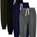 HXP 4 Pack Boys Sweatpants Boys Joggers Cotton Youth Active Soft Sweatpants Kids Pocket Drawstring Joggers Pants, XXL