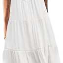 FARORO Womens Sleeveless Summer Beach Short Dresses Hollow Out Halter Coverup Casual A Line Sundress with Pockets XXL, White 