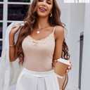 Avidlove Womens Camisoles 2-Pack Tank Top V Neck Undershirts Adjustable Spaghetti Strap Cami Tops (Beige)