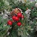 Glintoper Lighted Artificial Christmas Urn Filler, Pre-lit Xmas Pine Trees with Cones, Golden & Red Berries, Tripod Stake and 60 LED Lights, Outdoor Light Up Planter Filler Holiday Home Decor, 2 Pack