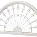 Sintosin Vintage White Arched Wrought Iron Wall Decor 17 X 30 Inches, Hanging Distressed Finish Metal Wall Art over the Door Decor, Rustic Half Round Wood and Metal Door Topper Wall Decor Living Room