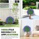 Set of 2 Artificial Lavender Boxwood Topiary Ball Trees with Ground Spike, 26 Inches UV Resistant Fake Evergreen Plant Bushes Shrubs, for Indoor Outdoor Front Porch Garden (Lavander)