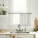 Basement Window Curtains 15 or 16 Inches Long,Sheer Adjustable Height Pinch Pleated Linen Bathroom Kitchen Window Treatments