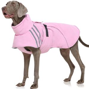 FUAMEY Dog Cold Weather Coats,Dog Winter Jackets for Large Dogs Warm Dogs Coat with Reflective Strips Waterproof Pet Snowsuit Thick Paded Pets Vest for Labrador Golden Retriever Pink XL