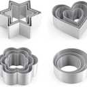 Heart Cookie Cutters Set - Star Cookie Cutter Stainless Steel Round Biscuit Cutter Heart Small Star Cookie Cutters Mini Flower Molds Cutter for Baking (12 Round Heart Flower Star Cookie Cutters) (5 x 5 x 0.5 inches)