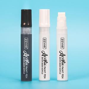 2 x ZEYAR Jumbo Paint Marker Pens, Water Based Acrylic, 15mm Felt Tip, Waterproof and Permanent ink, Great on Plastic, Posters, Stone, Metal, Glass and more (2 White & 1 Black)