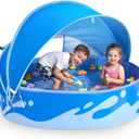 Peradix Paddling Pool for Kids and Dogs, 48" Portable Baby Pool with Canopy for Toddlers Summer, Foldable Kiddie Tent with Sun Shade Outside Water Toys for Backyard Beach, Easy Setup & Carrying Bag