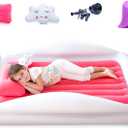 Sleepah Inflatable Toddler Travel Bed Portable Kids Air Mattress Set w Safety Rail Guards for Kids & Toddlers  Includes Pump, Carry Case, Pillow & More - Perfect Transitional Cot Coral