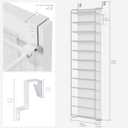 Whitmor 36 Pair Over the Door Shoe Rack,12 Tier Hanging Shoe Organizer with Metal Frame & Mesh Shelves, Heavy Duty Shoe Storage Holder for Door, No Drill Installation, 74" H x 21.7" W x 7.5" D, White
