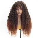 Curly Wig with Bangs Curly Wig for Women Long Ombre Brown Curly Wigs skin-friendly synthetic fibersc for festival holiday Use 26INCH