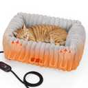 PETEMPO Heated Cat Bed Indoor, Pet Bed with 6 Temperature & 5 Timer Settings, Fluffy Cat Couch with Removable MachineWashable Cover for Dogs Kitten Puppy in Winter, UL & FCC Certified, Small, Grey