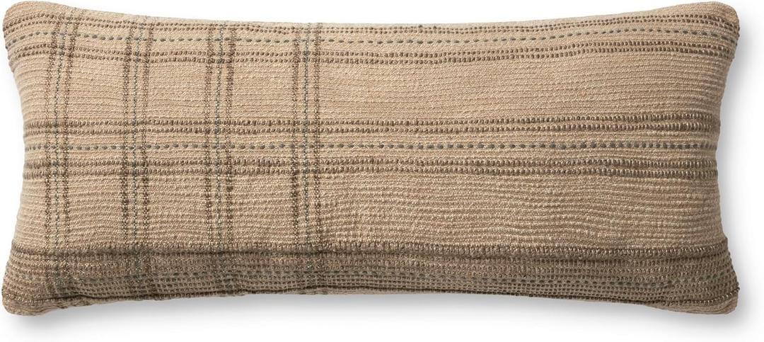 Loloi Angela Rose x Calista Collection PAR0018 Tan/Slate 13'' x 35'' Cover w/Down Pillow
