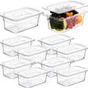 Eaasty 10 Pack Plastic Food Pans 1/4 Size Clear Food Pans with Lid Acrylic Transparent Stackable Plastic Fruits and Vegetables Storage Containers Restaurant Supplies(4 Inch High) 
