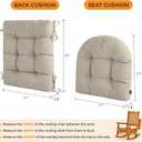 Magpie Fabrics Outdoor Rocking Chair Cushion Set, Tufted Pad for Rocking Chairs with Ties, Seat 17" x 17"/Back 21" x 17", Taupe